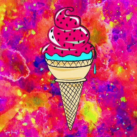 sun,neon,drip,ice cream cone,ice cream,sundae,animation,cute,illustration,drawing,ice,painting,sketch,paint,cream,cone,sprinkle