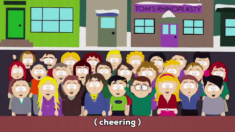 happy,south park,cheering,large crowd,south park residents