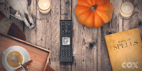 tv,halloween,coffee,magic,pumpkin,spells,remote