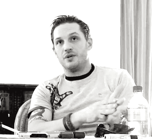 tom hardy,black and white,hand talking