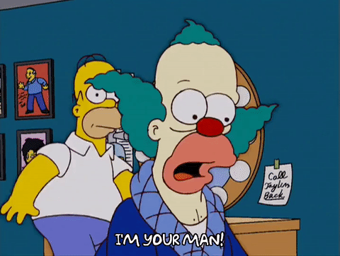 15x06,homer simpson,season 15,episode 6,krusty the clown,mouth,confident,fist,determined