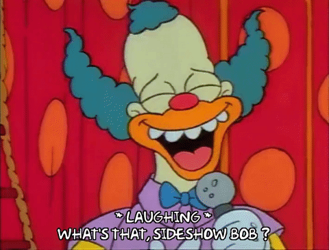 GIF animé : 1x12 sideshow bob krusty the clown.