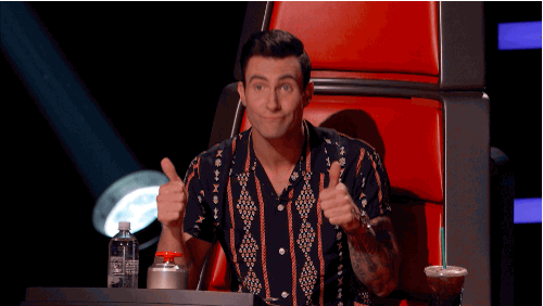 the voice,adam levine,tv,music,television,nbc,celeb,two thumbs up,way up