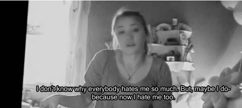 suicidal,depressive,movie,black and white,sad,alone,idk,suicide,myself,self harm,i dont know,emily osment,cyberbully,hate me,hates me