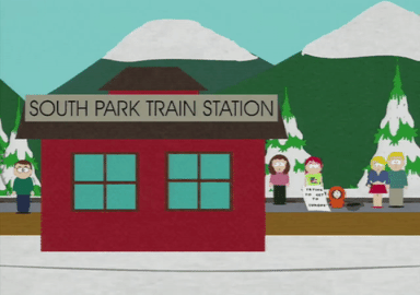 day,south park,outside,carol mccormick,train station,kyle mccormick
