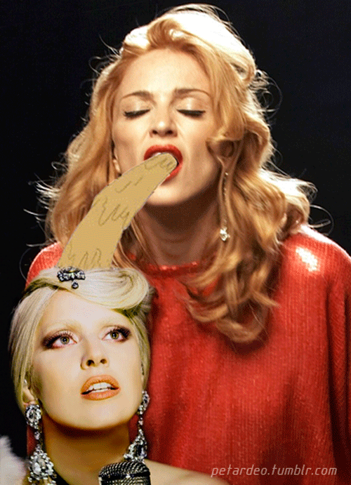 Madonna lady gaga throw up GIF.