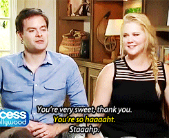 bill hader,amy schumer,trainwreck,yes amy bills right please stop,why is everyone talking about how hot bill is recently,first mindy now amy and this interviewer