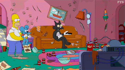 itchy and scratchy,couch gag,homer simpson,bart simpson,reaction,marge simpson,lisa simpson,maggie simpson,homer,simpsons,lisa,bart,marge,maggie,season 26,itchy,scratchy,the wreck of the relationship