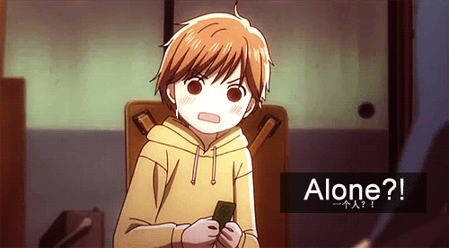 Animated GIF: anime talking alone.