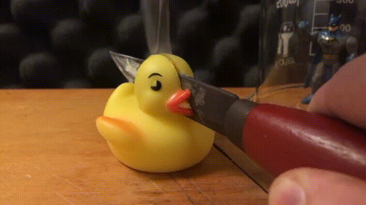 ducky,knife,half,rubber