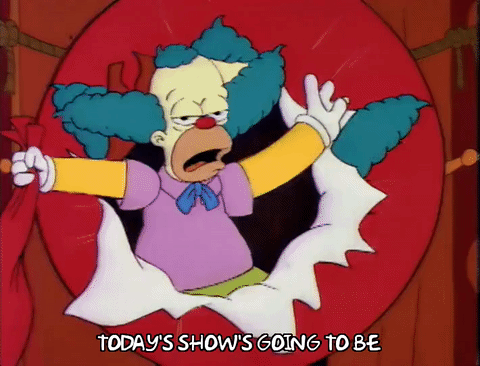 season 3,episode 6,upset,crying,krusty the clown,3x06,sulking,torn picture