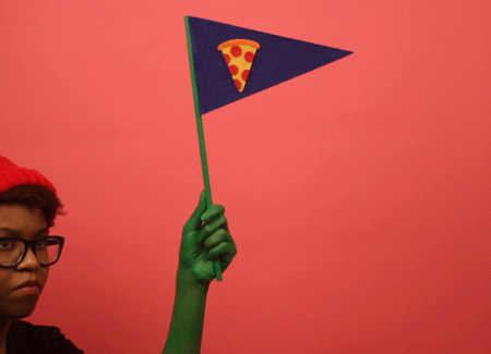 animation,pizza,banner,felt flag,stop motion