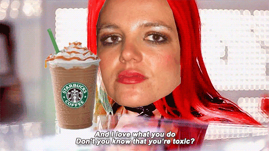britney spears,amazing,britney,coffee,red hair,starbucks,toxic,typical,typical white girl