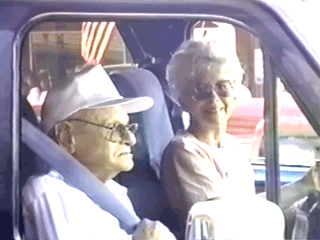 This Gif is about grumpy,small town,smile,90s,vhs,oc,america,old people,sen...