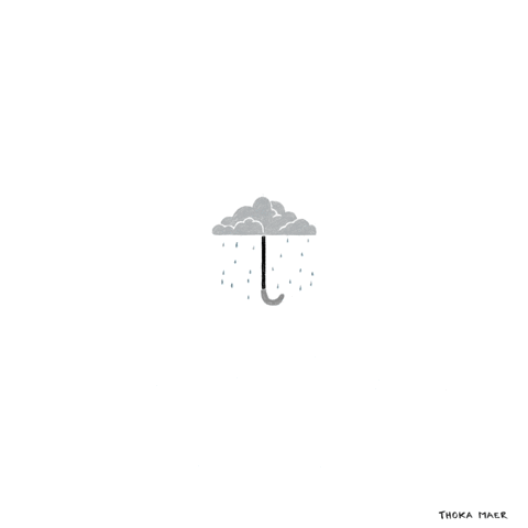depressed,umbrella,tears,sad,rain,cloud,thoka maer,illustration
