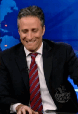 jon stewart,the daily show,reaction s,april 2008,cracking up