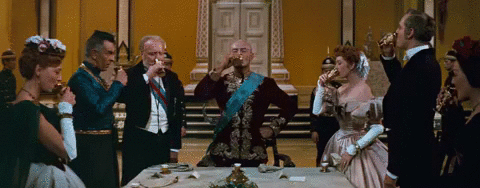 yul brynner,movies,party,drinking,deborah kerr,sit down,the king and i,dinner party