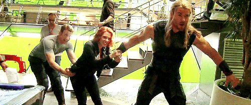 scarlett johansson,chris evans,the avengers,movie,film,lovey,friends,fun,perfect,hair,red,women,avengers,actress,boys,and,age,ultron