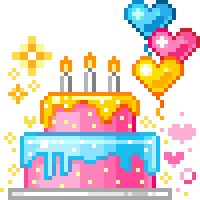 happy birthday,cake,balloons,hbd,8bit,transparent,party,birthday,pixel,celebrate