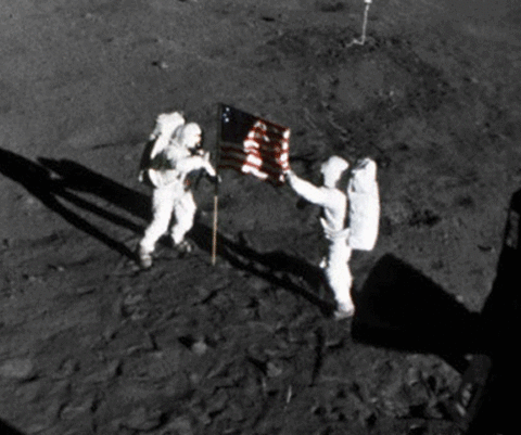 us flags on the moon