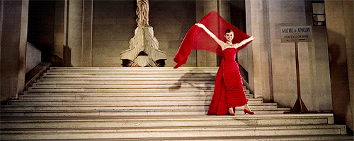 audrey hepburn,red,stairs,funny face,givenchy