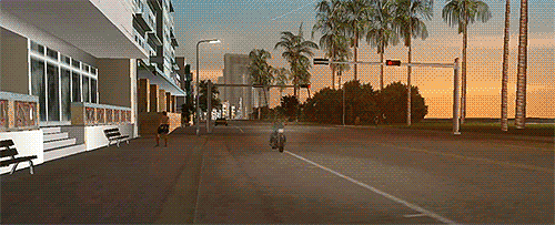 vice city,grand theft auto,palm trees,tommy vercetti,video games,angel,sunset,motorcycle,tommy,freeway