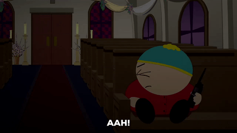 eric cartman,scared,worried,church,spooked