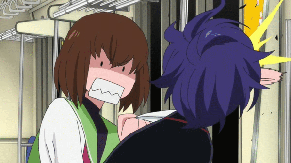 Beating anime comments GIF.