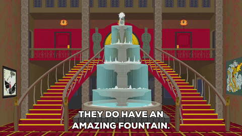 water fountain,grand entrance,stairs,fountain,snazzy