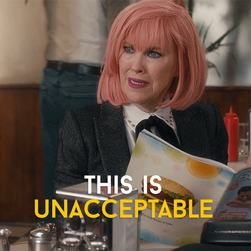 moira rose,not allowed,schitts creek,unacceptable,funny,comedy,no,humour,cbc,canadian,schittscreek,catherine ohara,queen moira,kevins mom,queenmoira,not okay,disapprove,pink wig