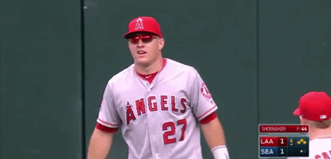 baseball,mlb,celebration,high five,angels,mike trout,trout,la angels,laa,gimme some