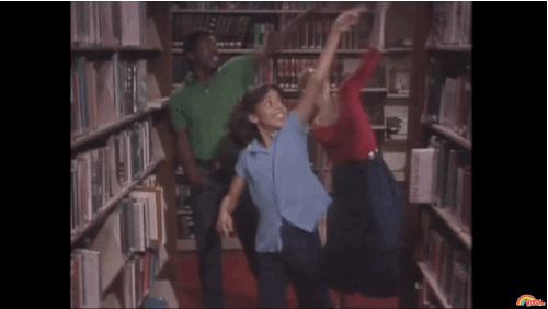 dance,dancing,librarian,nostalgia,library,reading rainbow,stacks