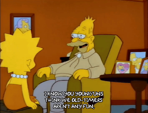 grandpa simpson,in my day,episode 14,lisa simpson,season 4,story,4x14,storytelling,story time,old days,i didnt make this