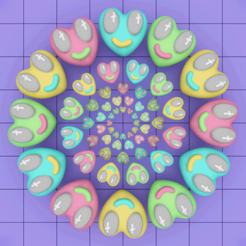 hearts,monsta x,love,3d,psychedelic,rainbow,pastel,pattern,computerart