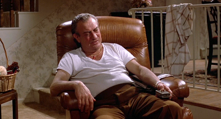 couch potato,dangerfield,facebook stickers,rodney dangerfield,recliner,tv,no,whatever,change,respect,comedian,remote,rodney,no respect,easy money,channel surfing,undershirt,arm chair,i dont think so