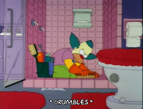 3x06,tile,season 3,episode 6,annoyed,krusty the clown,bathroom,cleaning,chores,scrubbing