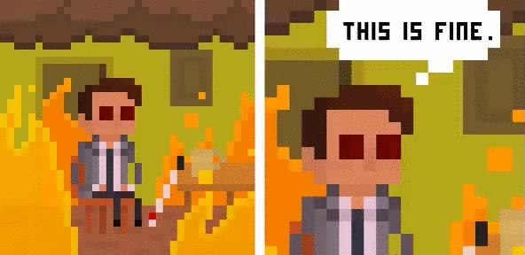 this is fine,pixel art,fire,flames,expanding