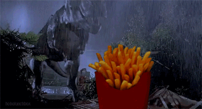 french fries,t rex,eating,dinosaur,mash up,mcdonaldsaur,dinosaur t rex