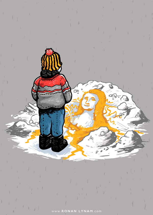 pee,peeing in public,peeing,monalisa,art,illustration,wtf,snow,artists on tumblr,kids,submission,graphic design,children,illustrator,shirt,swagger,snowflake,prodigy,mona lisa,graphic art,submit,t shirts