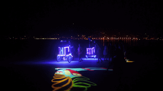 animation,art,tech,street art,projection,tricycle