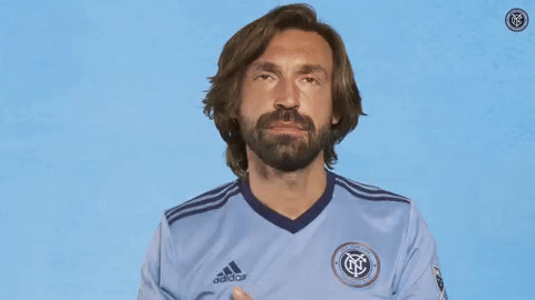 pensive,andrea pirlo,thinking,soccer,mls,think,hmm,nycfc