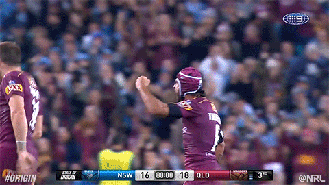 happy,excited,celebration,celebrate,nrl,jt,origin,rugby league,national rugby league,queensland,state of origin,qld,maroons,qlder,suncorp stadium,anz stadium rugby league,thurston,queensland maroons,black screen