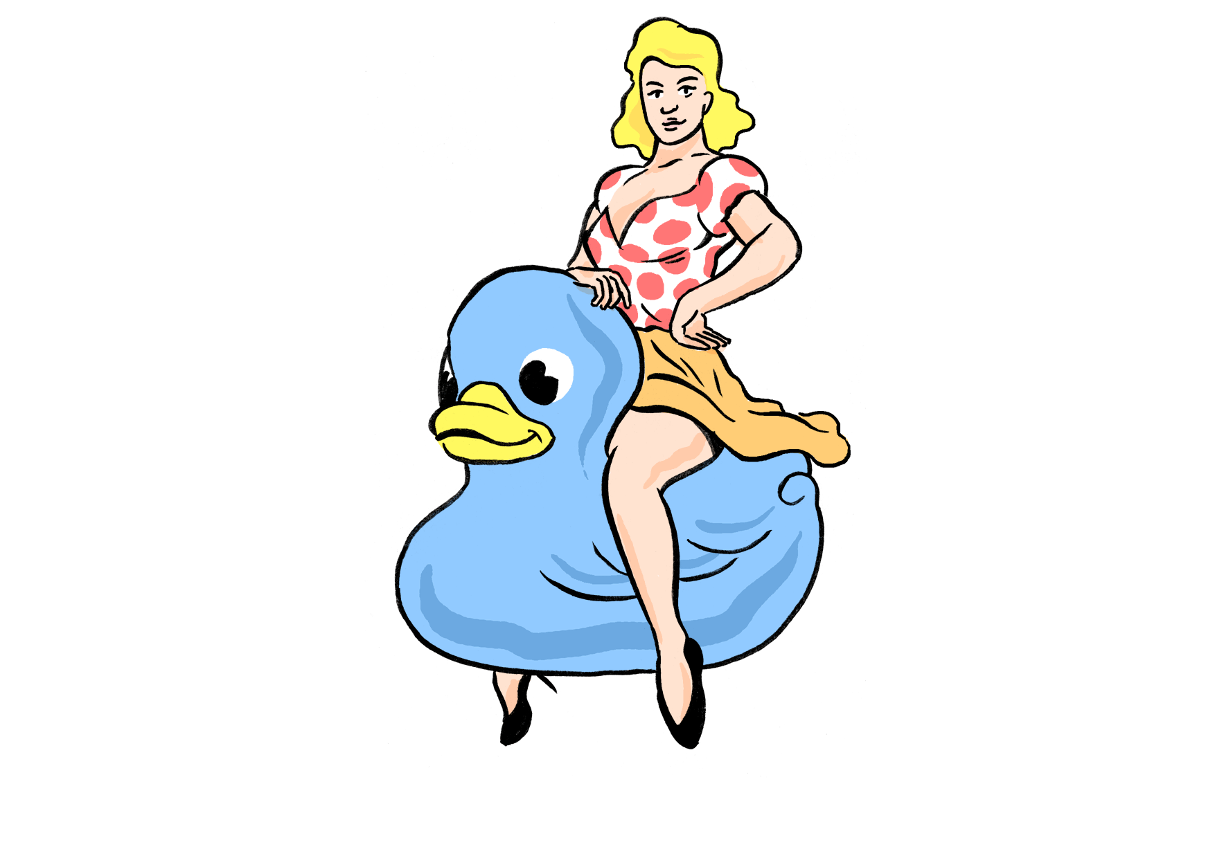 rubber duck,flying,lady,pinup girl
