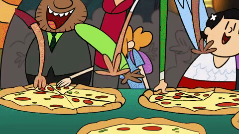 Cartoon pizza eating GIF.