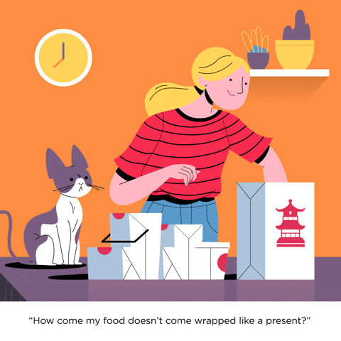 delivery,illustration,fast food,anchor point,animation,cat,food,design,cats,kitty,kitten,eating,hungry,eat,pet,meow,order,menu,feline,chinese food,nom nom,takeout,delivery guy,temptations,pet food,blame your brother