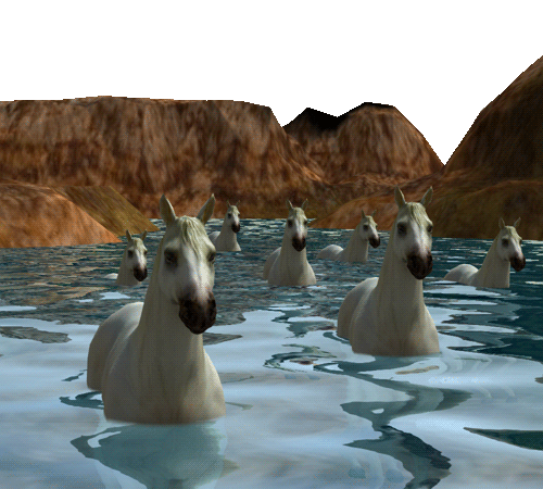 horses,3d,river,horse,water,weird,cgi,flowing