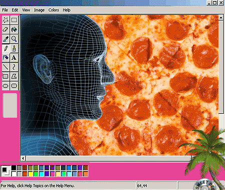 vaporwave,mspaint,pizza,paint,huh,pepperoni,paleontology,pizza roll