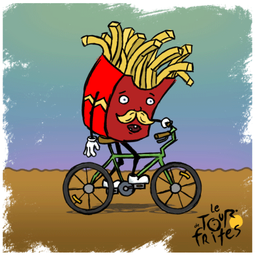 bicycle,french fries,moustache,mustache,fries,cyclist,tour de france,frites,tour de frites