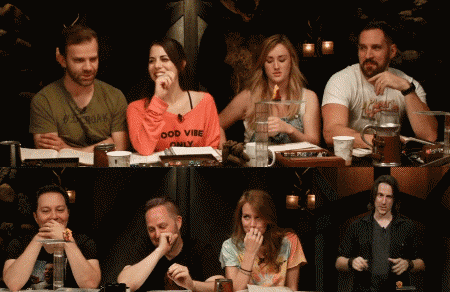 marisha ray,conflict,laura bailey,matthew mercer,reaction,look,eye,sam,and,nerd,geek,dragons,liam,looking,down,matt,react,ray,johnson,dungeons and dragons,dnd,ashley,nerds,nerdy,laura,role,geeky,dungeons