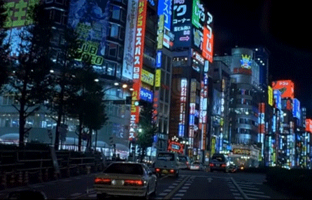 city lights,lost in translation,driving,japan,city,street,tokyo,shibuya,street sign